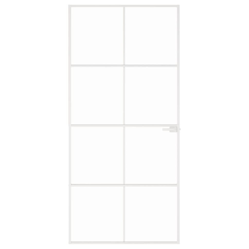 vidaXL Porte d'intérieur Blanc 93x201,5 cm Trempé verre aluminium fin