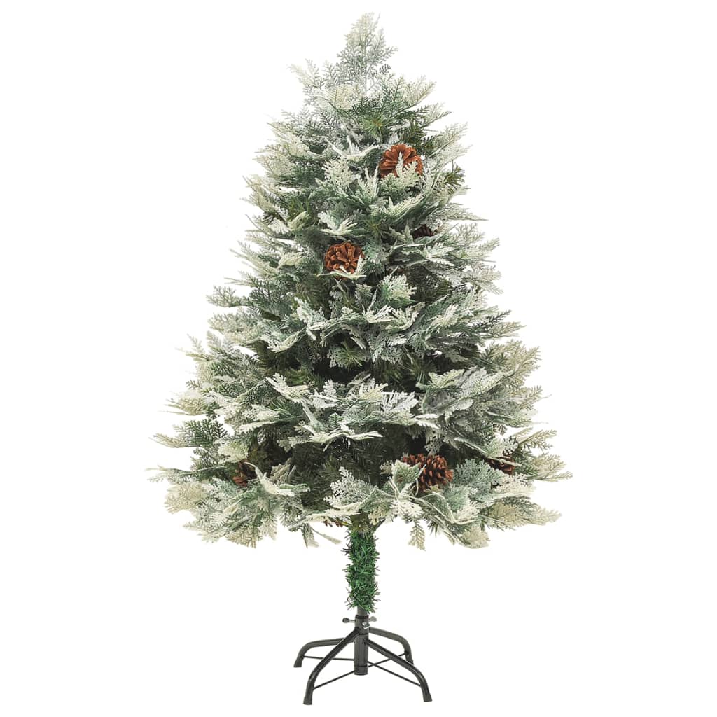 vidaXL Sapin de Noël pré-éclairé et pommes de pin vert 120cm PVC et PE