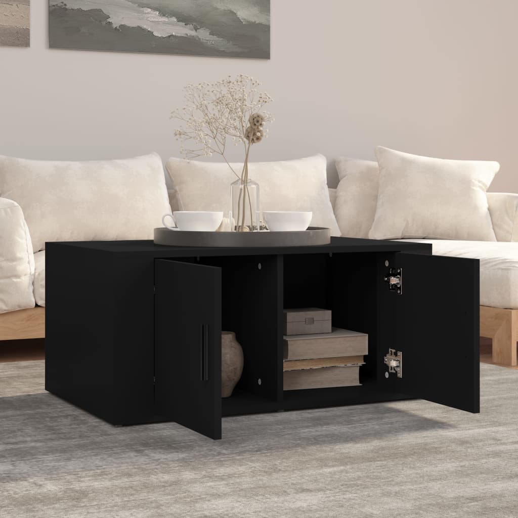 vidaXL Table basse Noir 80x50x36 cm Bois d'ingénierie