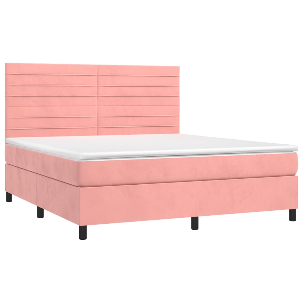 vidaXL Sommier à lattes de lit avec matelas Rose 160x200 cm Velours