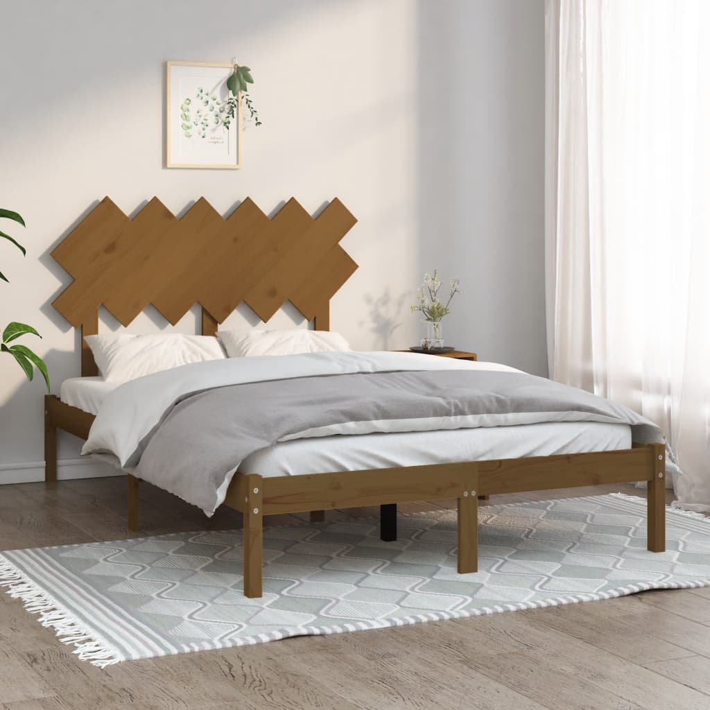 vidaXL Cadre de lit sans matelas marron miel 120x200 cm bois massif