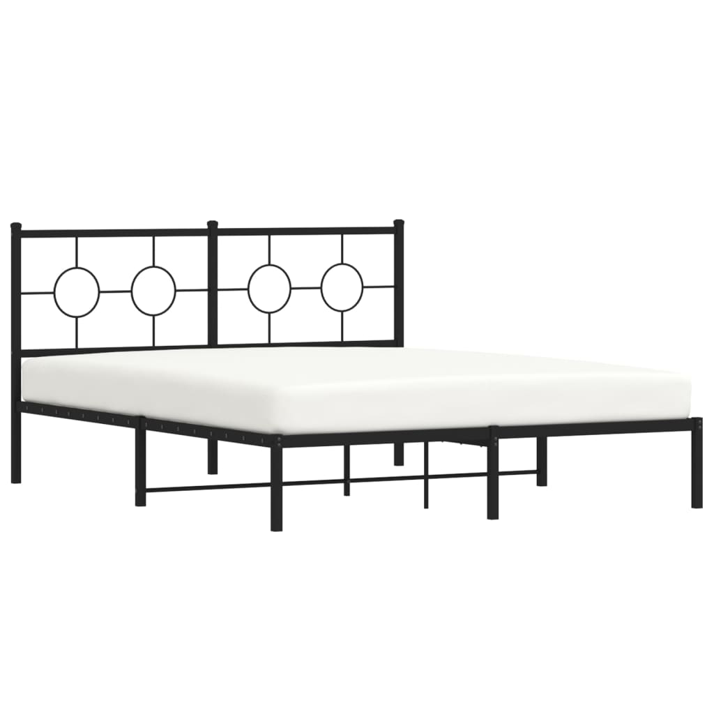 vidaXL Cadre de lit métal sans matelas et tête de lit noir 160x200 cm