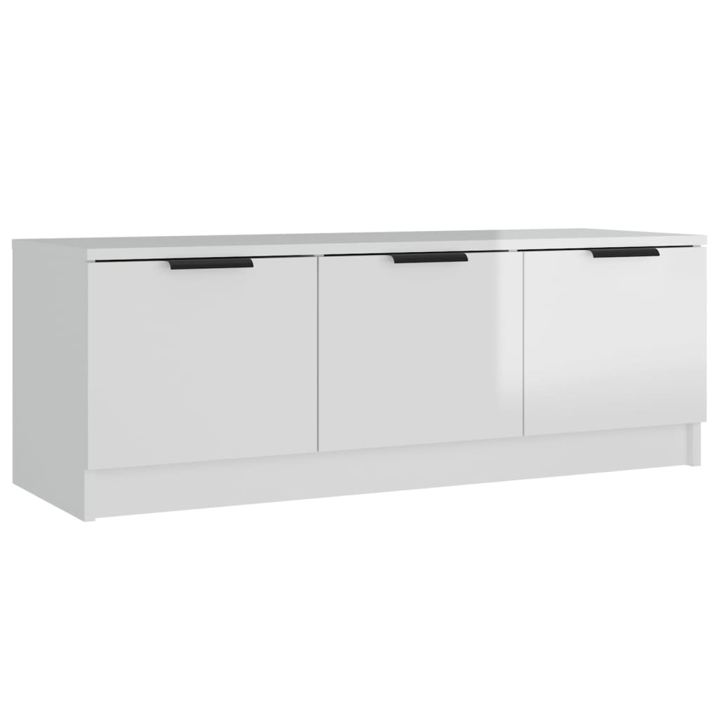 vidaXL Meuble TV Blanc brillant 102x35x36,5 cm Bois d'ingénierie