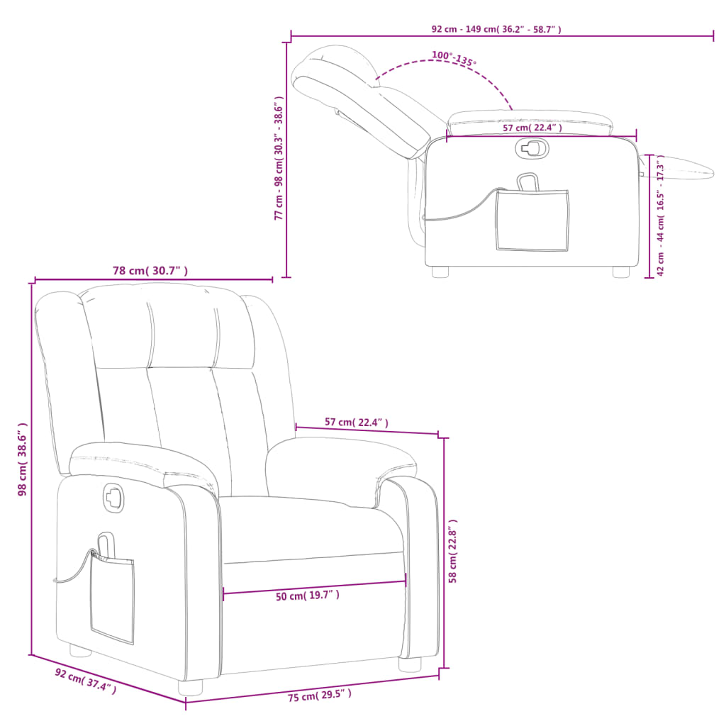 vidaXL Fauteuil de massage inclinable Gris foncé Tissu