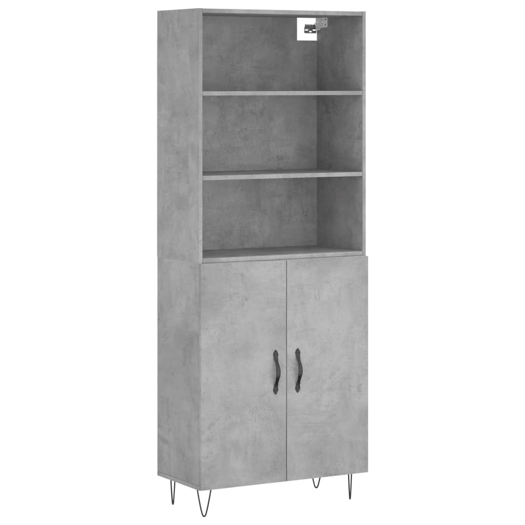 vidaXL Buffet haut Gris béton 69,5x34x180 cm Bois d'ingénierie