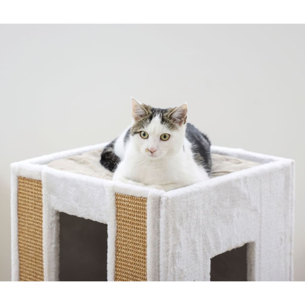 Kerbl Baril de grattage pour chats Galina 40x40x78 cm Blanc et marron