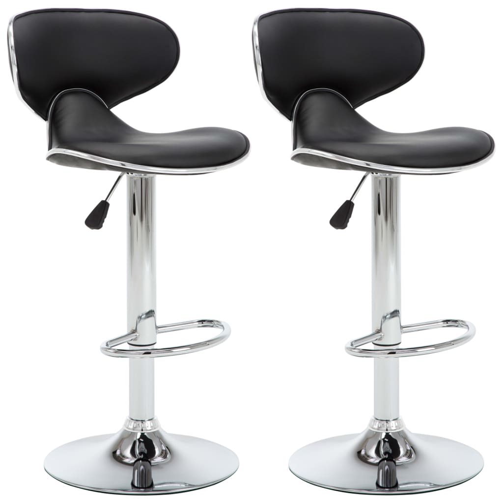 vidaXL Tabourets de bar lot de 2 noir similicuir