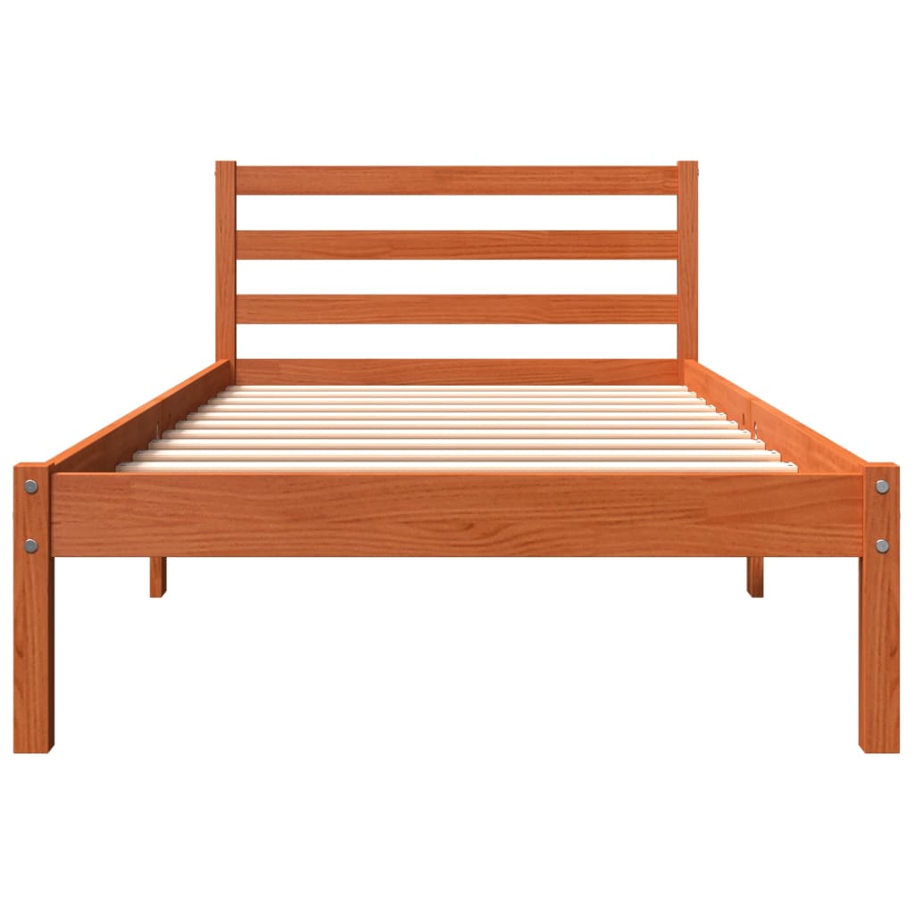 vidaXL Cadre de lit sans matelas cire marron 100x200cm bois pin massif