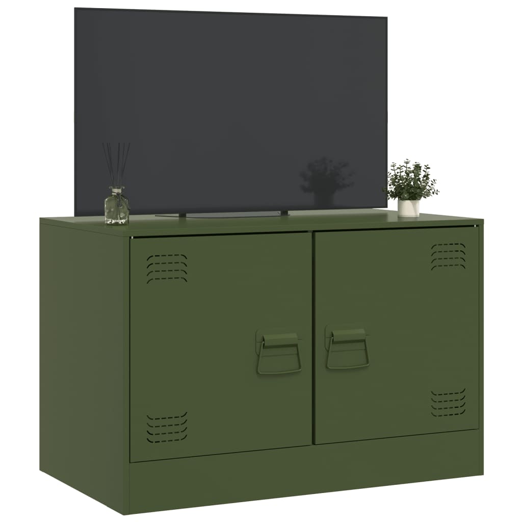 vidaXL Meuble TV vert olive 67x39x44 cm acier