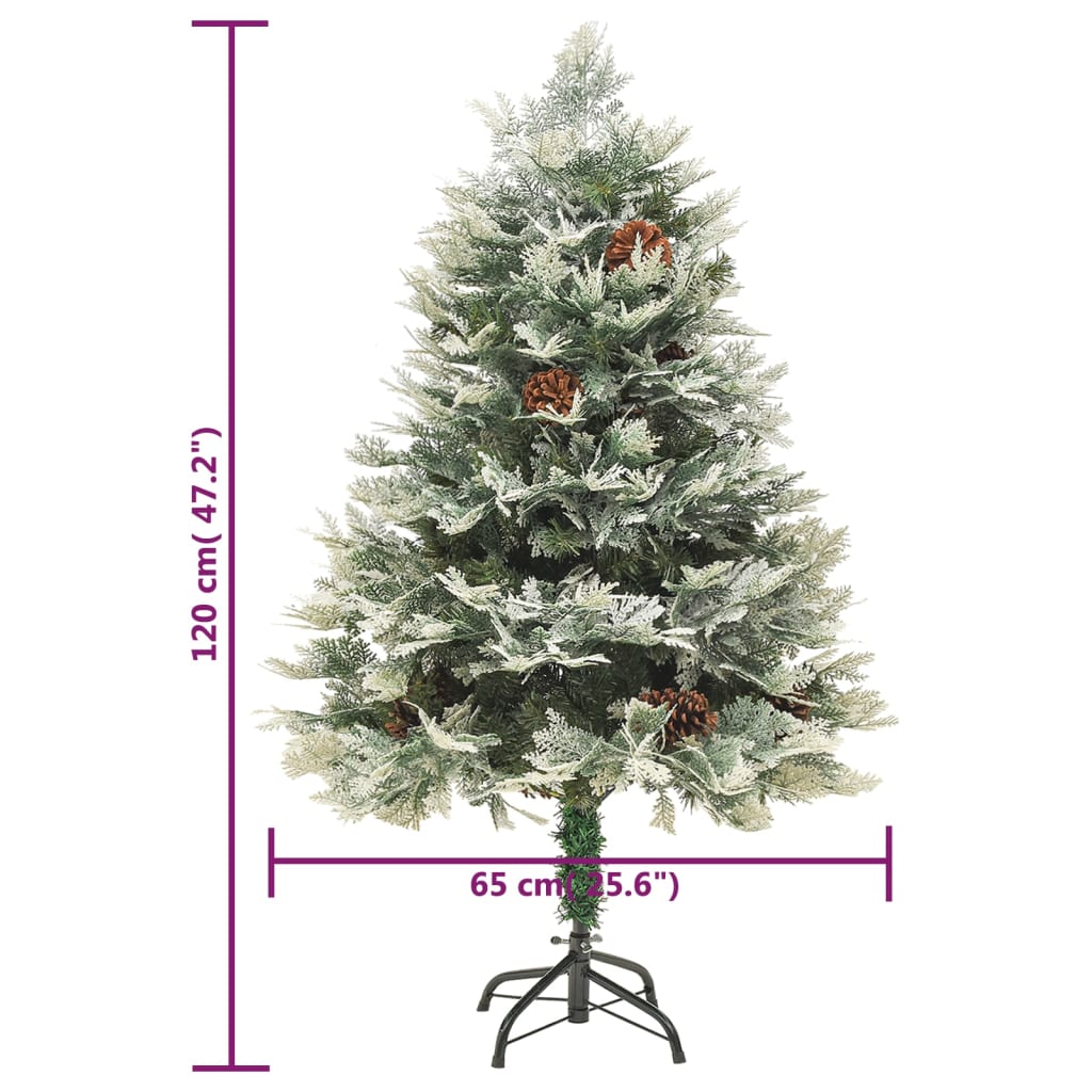 vidaXL Sapin de Noël pré-éclairé et pommes de pin vert 120cm PVC et PE