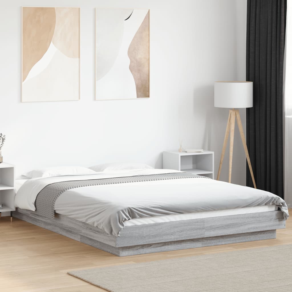 vidaXL Cadre de lit sans matelas sonoma gris 140x190 cm