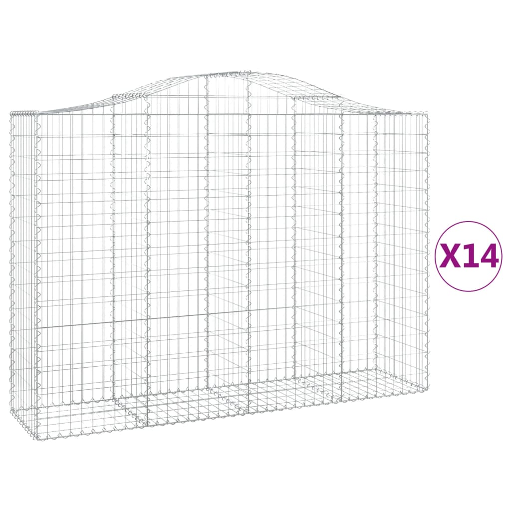 vidaXL Paniers à gabions arqués 14 pcs 200x50x140/160 cm Fer galvanisé