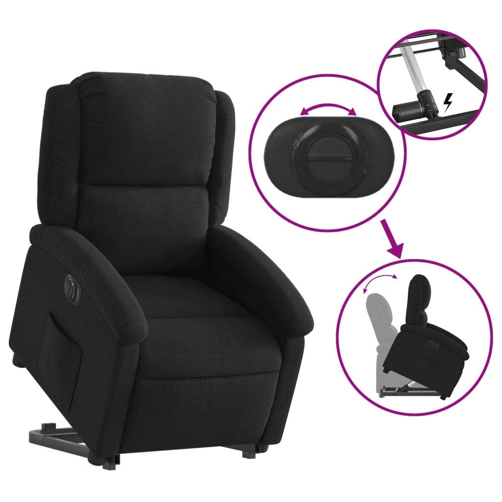 vidaXL Fauteuil inclinable électrique noir tissu