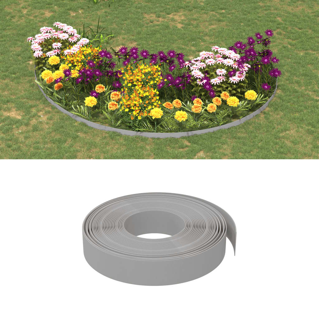 vidaXL Bordures de jardin 4 pcs gris 10 m 10 cm polyéthylène