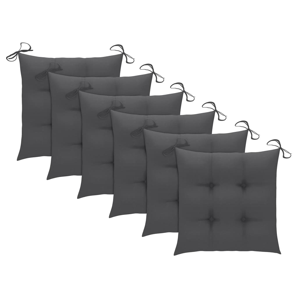 vidaXL Chaises de jardin lot de 6 avec coussins anthracite Teck solide