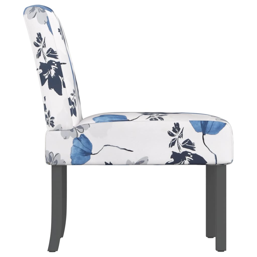 vidaXL Fauteuil sans accoudoirs bleu tissu avec fleurs