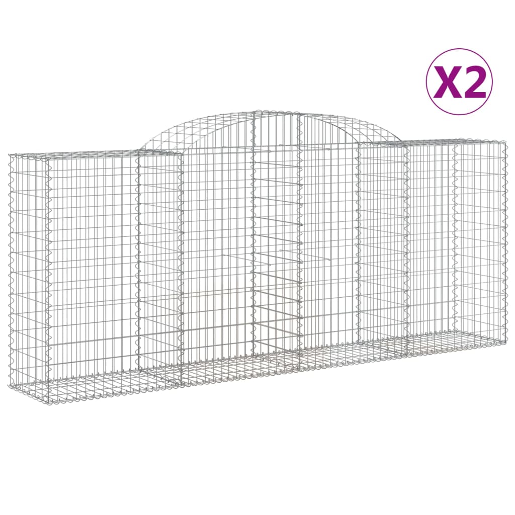 vidaXL Paniers à gabions arqués 2 pcs 300x50x120/140 cm fer galvanisé