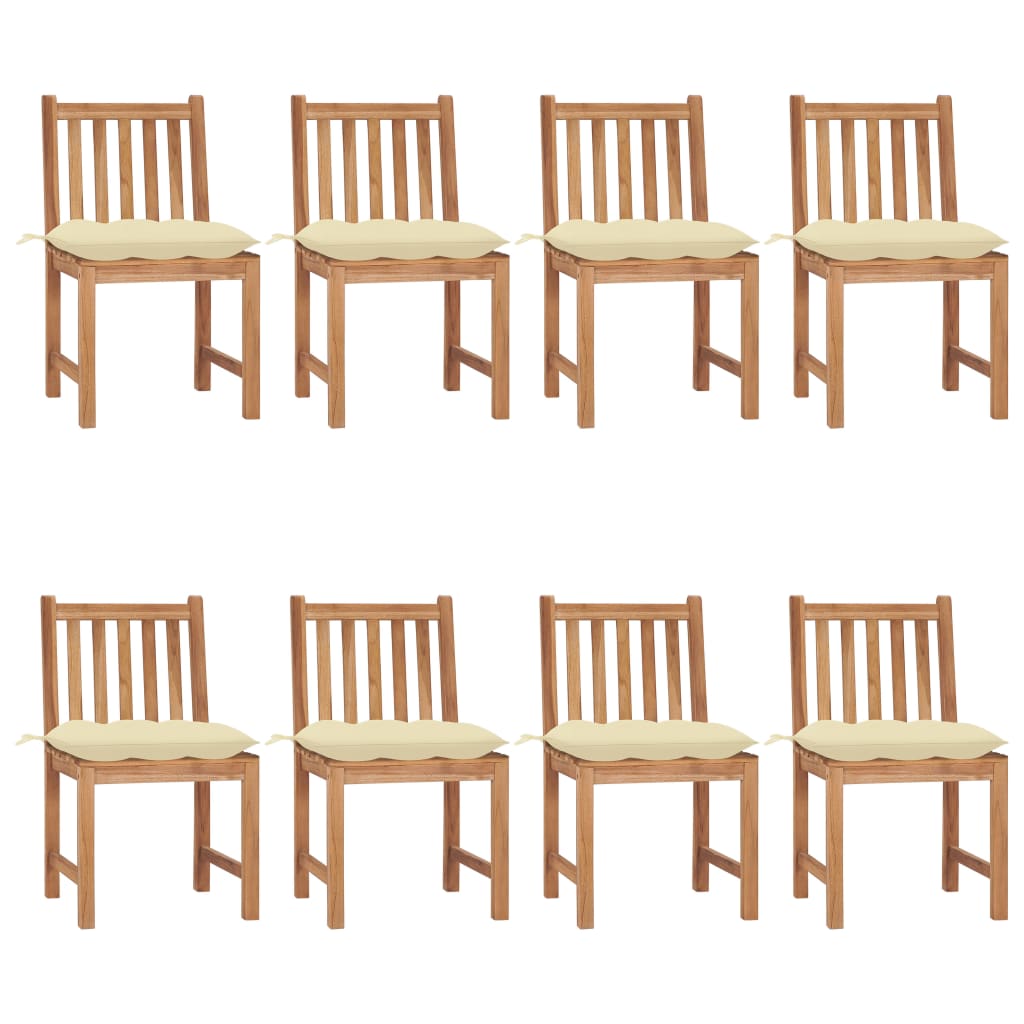 vidaXL Chaises de jardin 8 pcs avec coussins Bois de teck massif