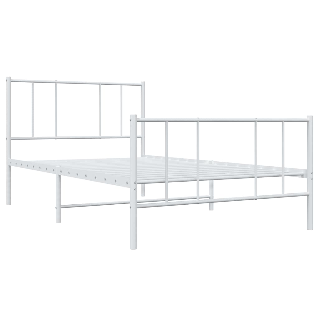 vidaXL Cadre de lit métal sans matelas et pied de lit blanc 107x203 cm