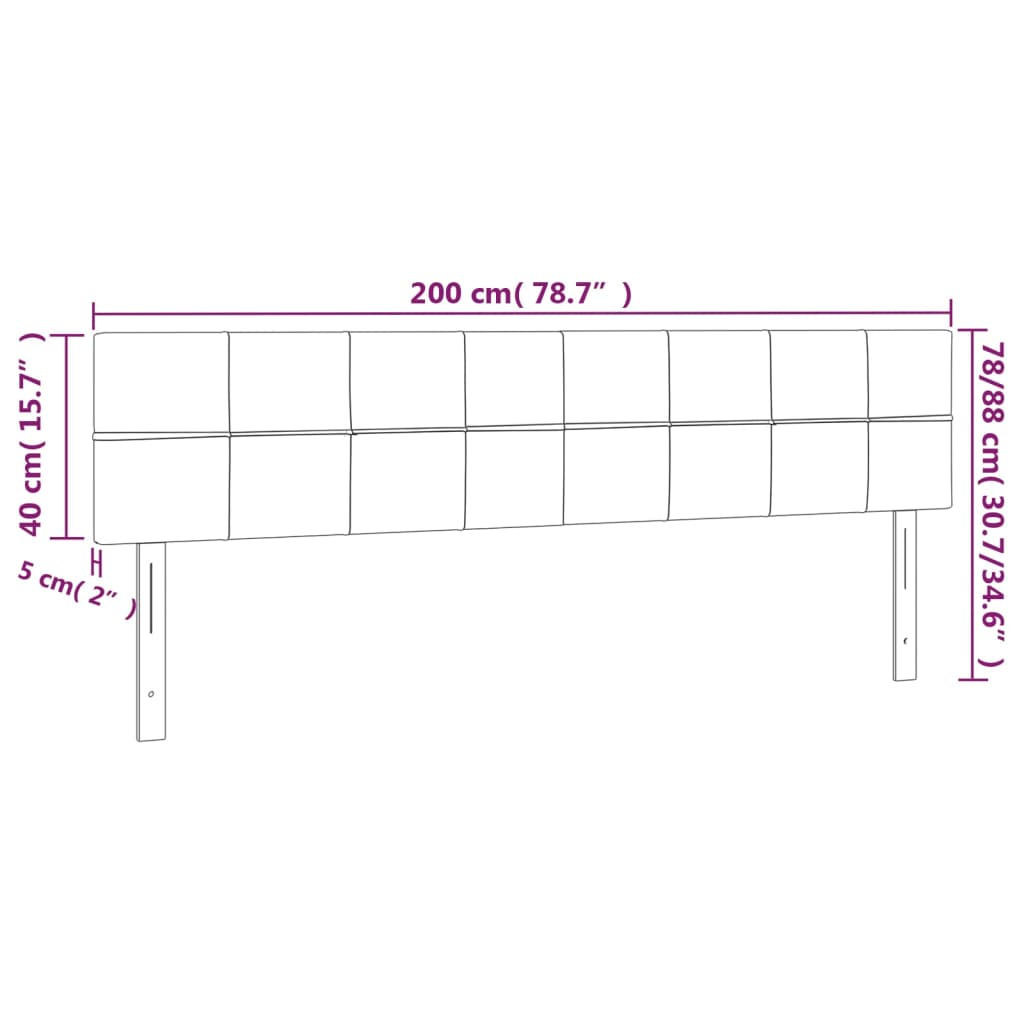 vidaXL Tête de lit à LED Noir 200x5x78/88 cm Velours