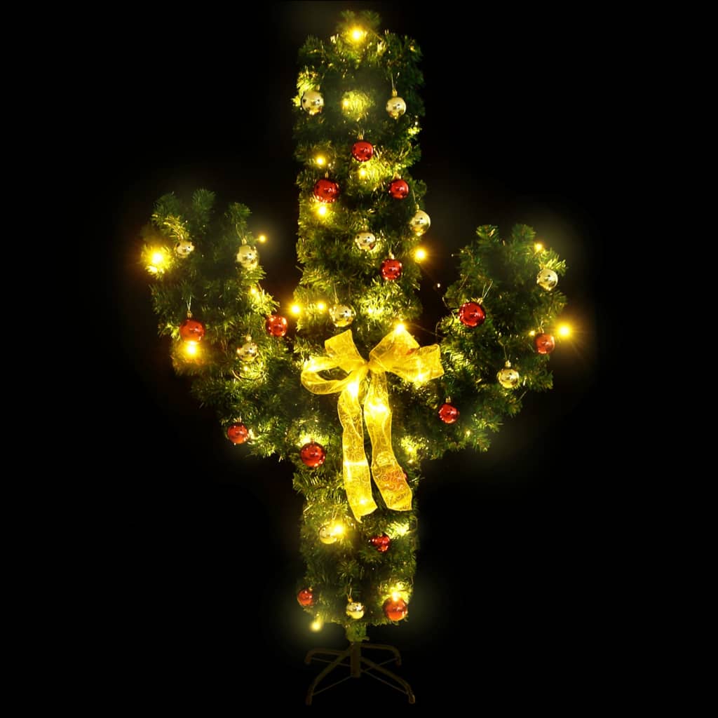 vidaXL Cactus de Noël avec support et LED Vert 180 cm PVC