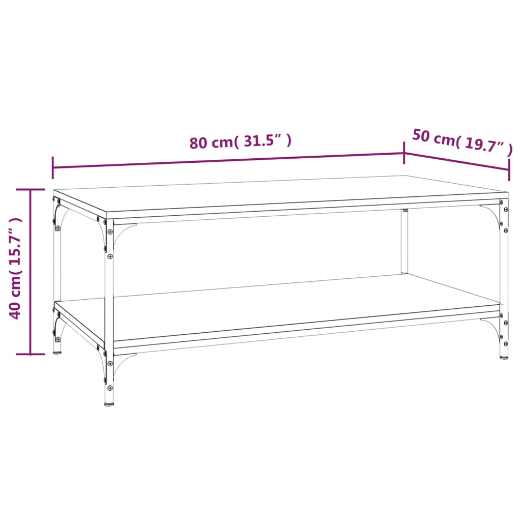 vidaXL Table basse Noir 80x50x40 cm Bois d'ingénierie