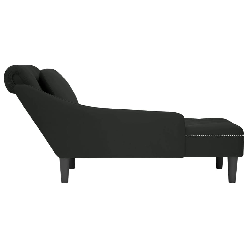 vidaXL Fauteuil long avec coussin et accoudoir droit noir velours