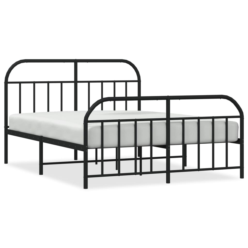 vidaXL Cadre de lit métal sans matelas avec pied de lit noir 140x200cm