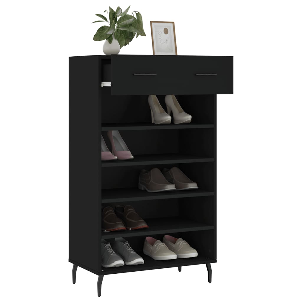 vidaXL Armoire à chaussures noir 60x35x105 cm bois d'ingénierie