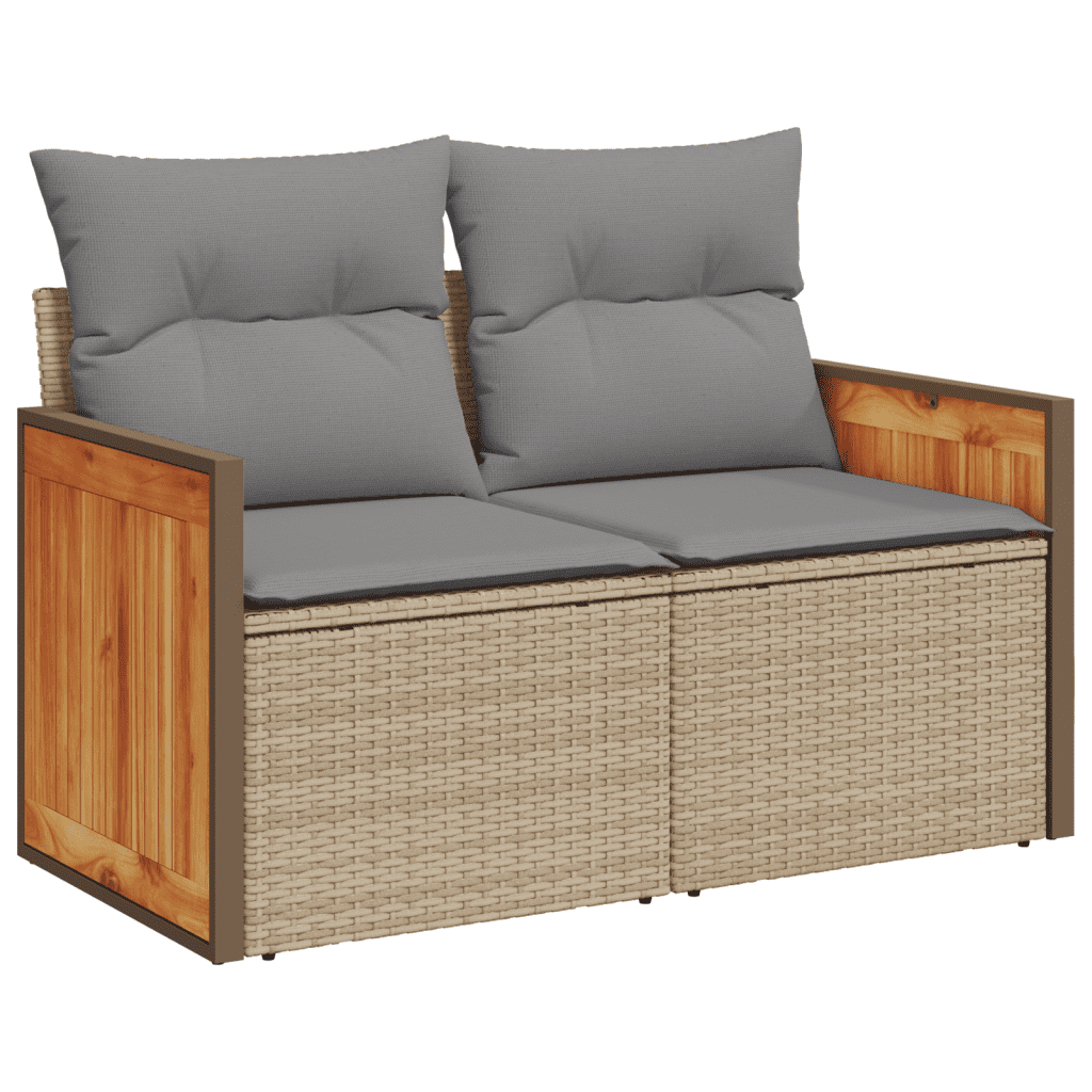 vidaXL Salon de jardin avec coussins 4 pcs beige résine tressée