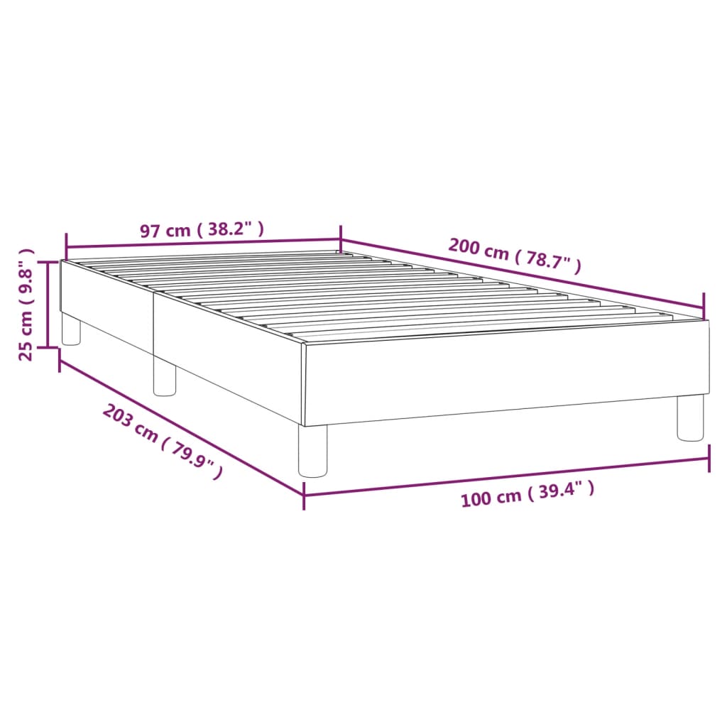 vidaXL Cadre de lit Gris 100x200 cm Similicuir