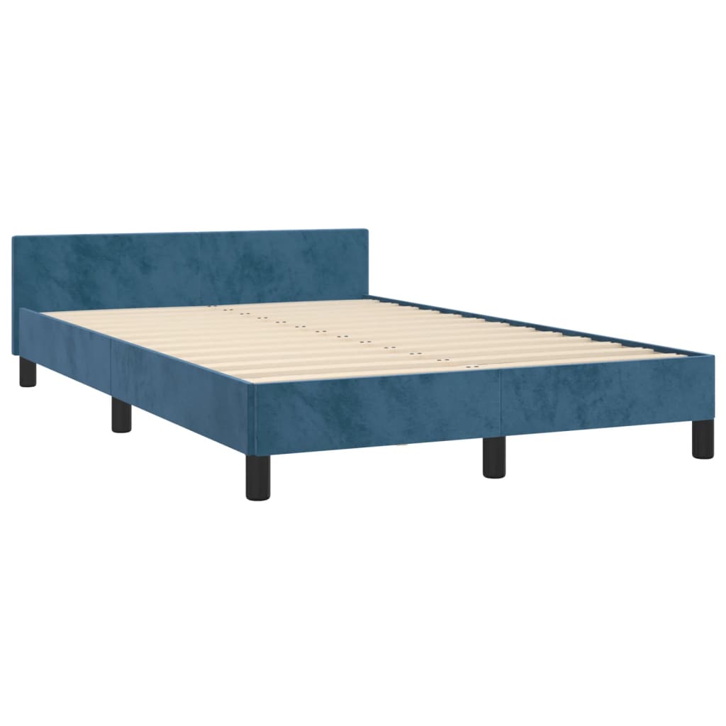 vidaXL Cadre de lit sans matelas bleu foncé 120x190 cm velours