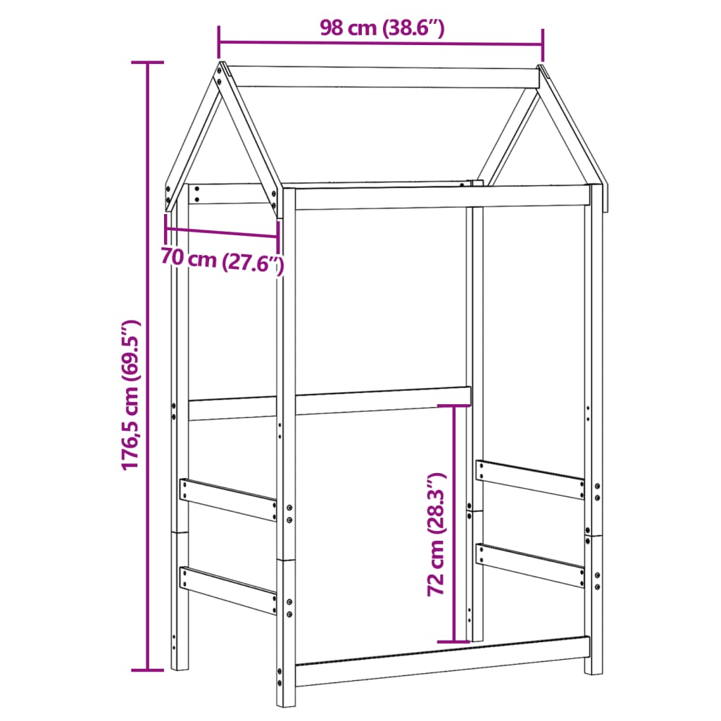 vidaXL Toit de lit pour enfants blanc 98x70x176,5cm bois de pin massif