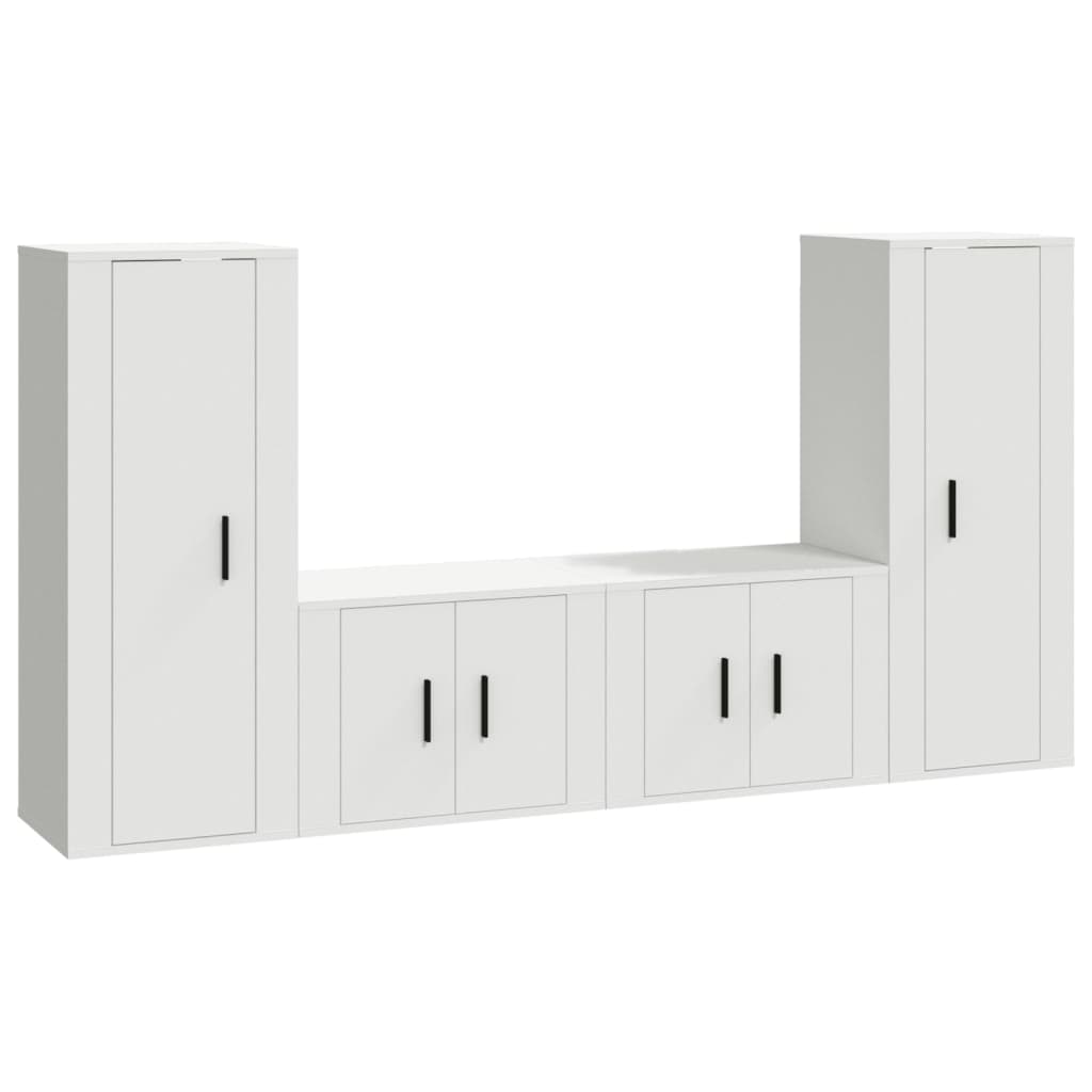 vidaXL Ensemble de meubles TV 4 pcs Blanc Bois d'ingénierie