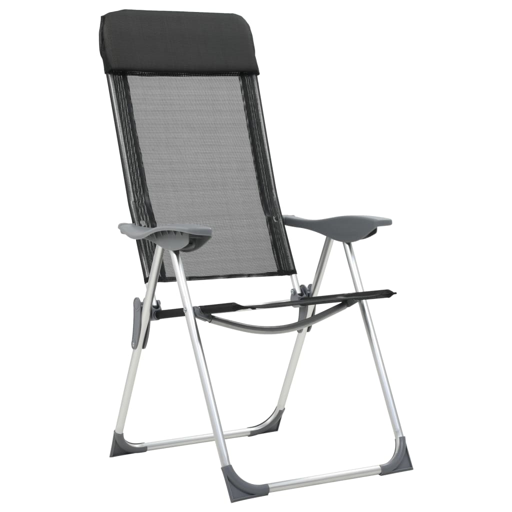 vidaXL Chaises pliables de camping lot de 4 Noir Aluminium