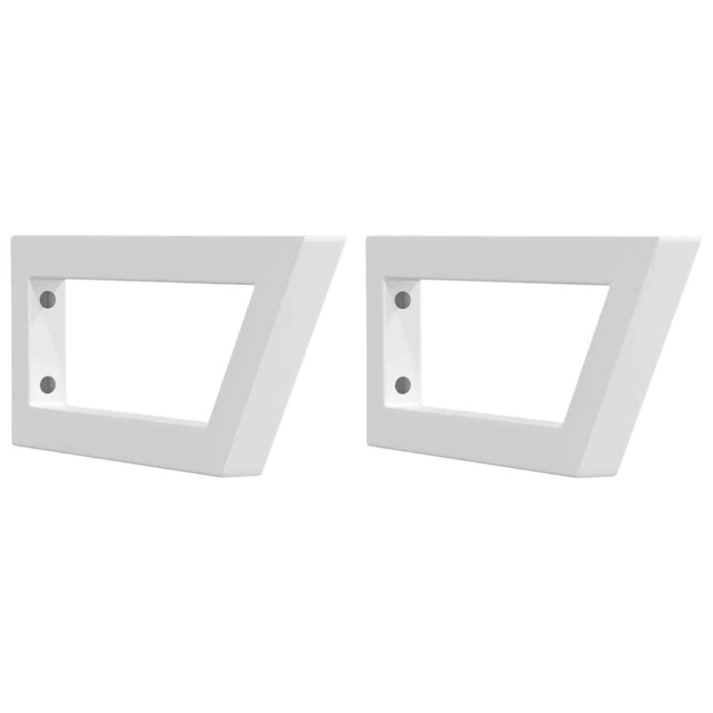 vidaXL Supports d'étagères pour lavabo 2 pcs blanc trapèze acier