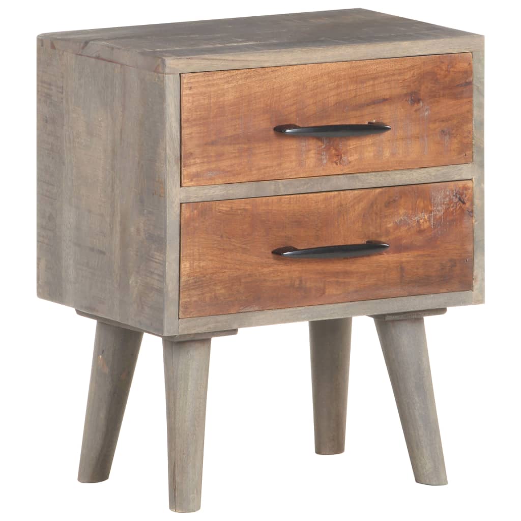 vidaXL Table de chevet Gris 40x30x50 cm Bois massif de manguier brut