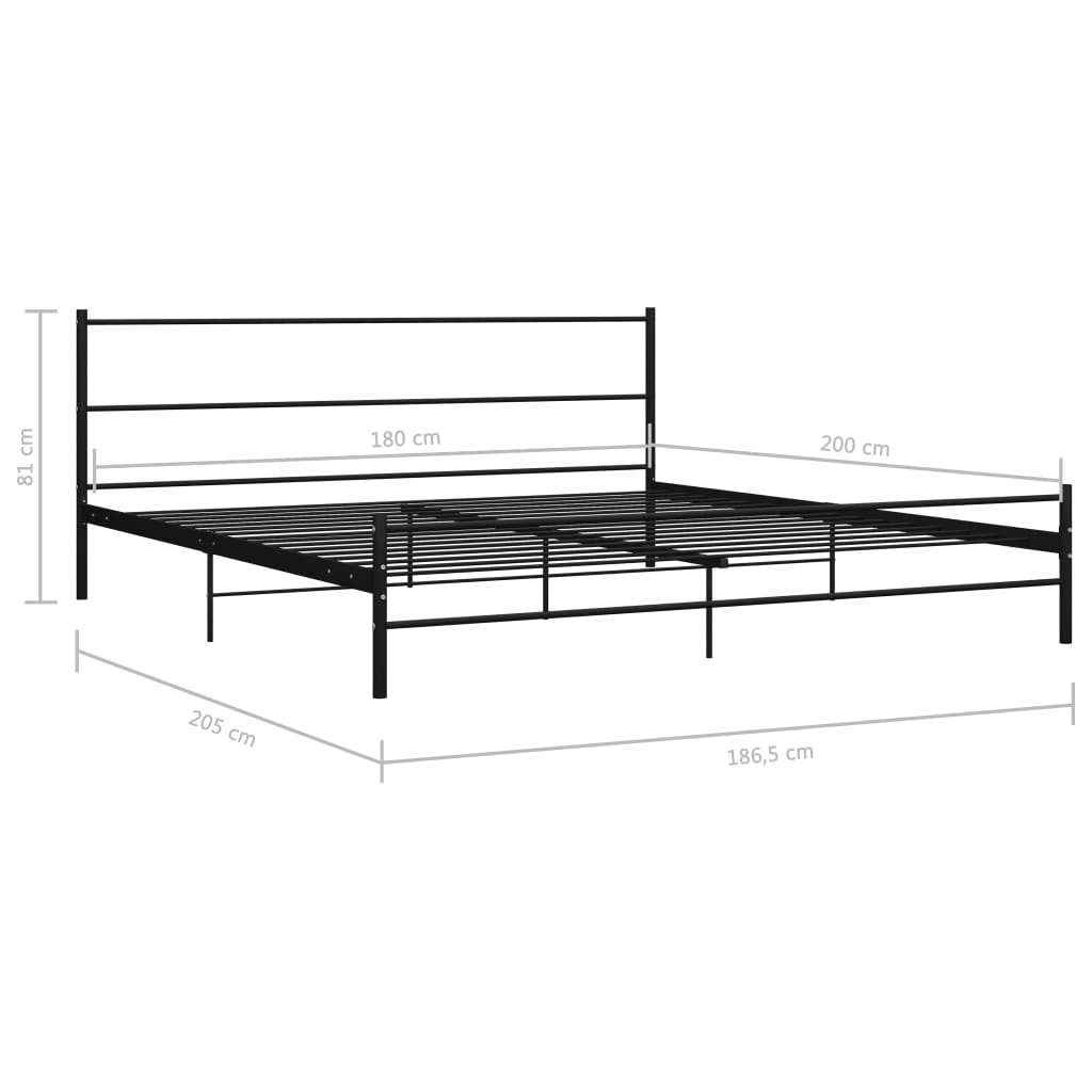 vidaXL Cadre de lit sans matelas noir métal 180x200 cm