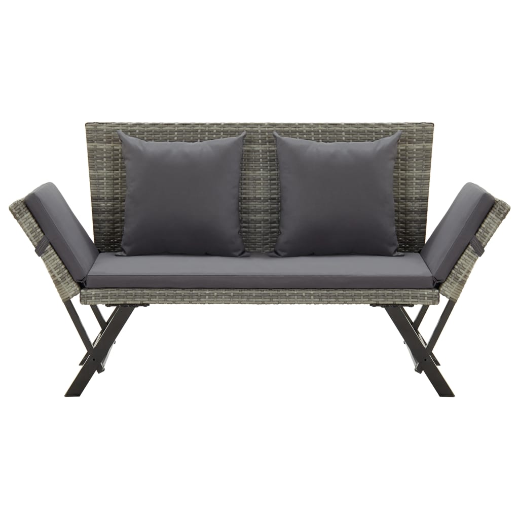 vidaXL Banc de jardin avec coussins 176 cm Gris Résine tressée