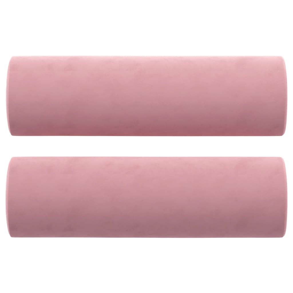 vidaXL Coussins décoratifs lot de 2 Rose Ø15x50 cm Velours