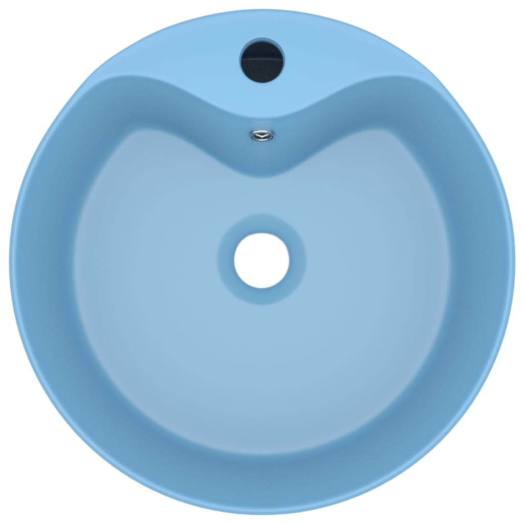 vidaXL Lavabo de luxe avec trop-plein Bleu clair mat 36x13cm Céramique