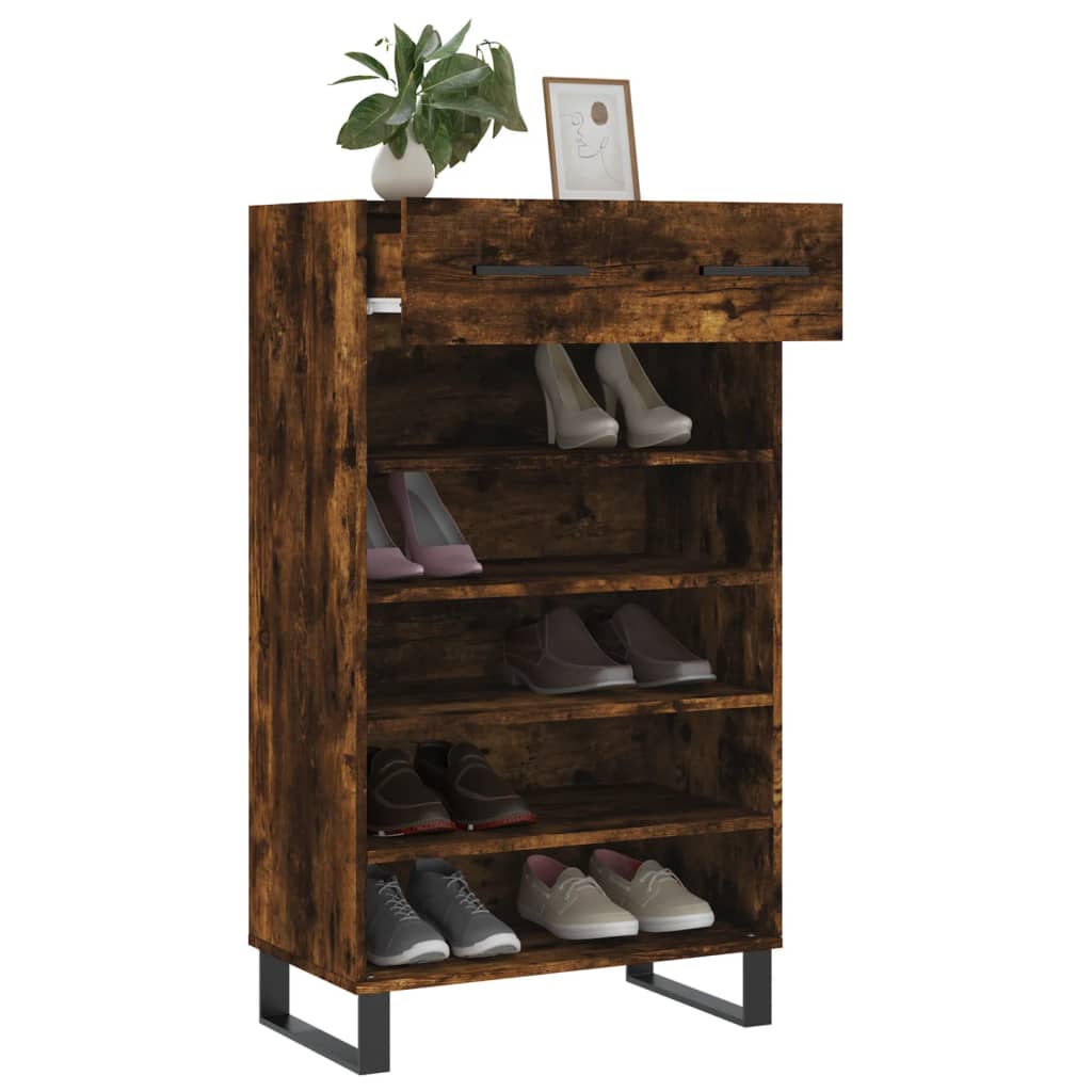 vidaXL Armoire à chaussures chêne fumé 60x35x105 cm bois d'ingénierie