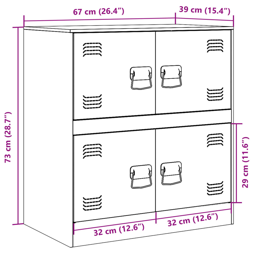 vidaXL Buffet anthracite 67x39x73 cm acier