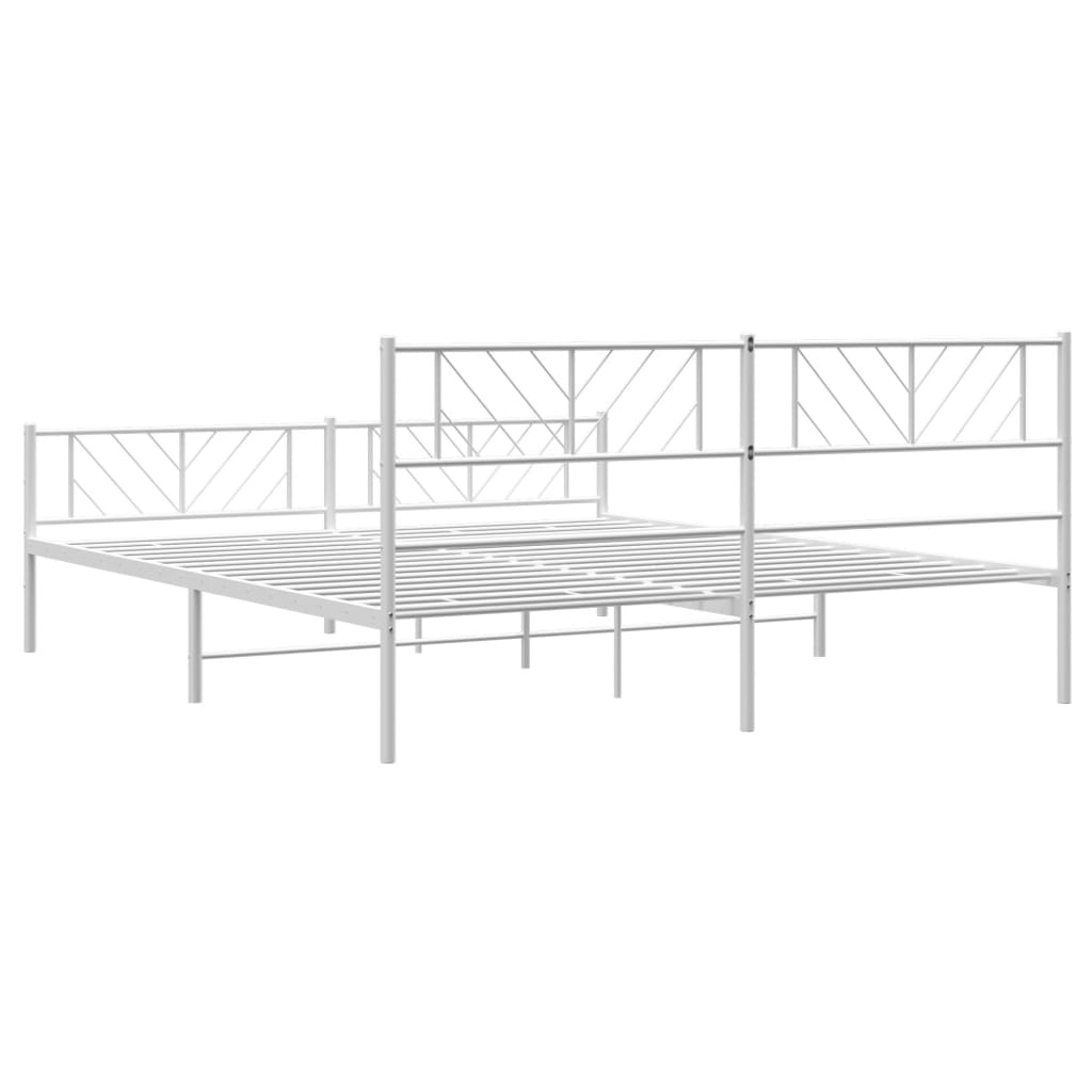 vidaXL Cadre de lit métal sans matelas et pied de lit blanc 183x213 cm