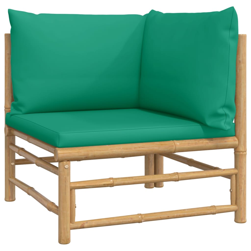 vidaXL Salon de jardin 3 pcs avec coussins vert bambou