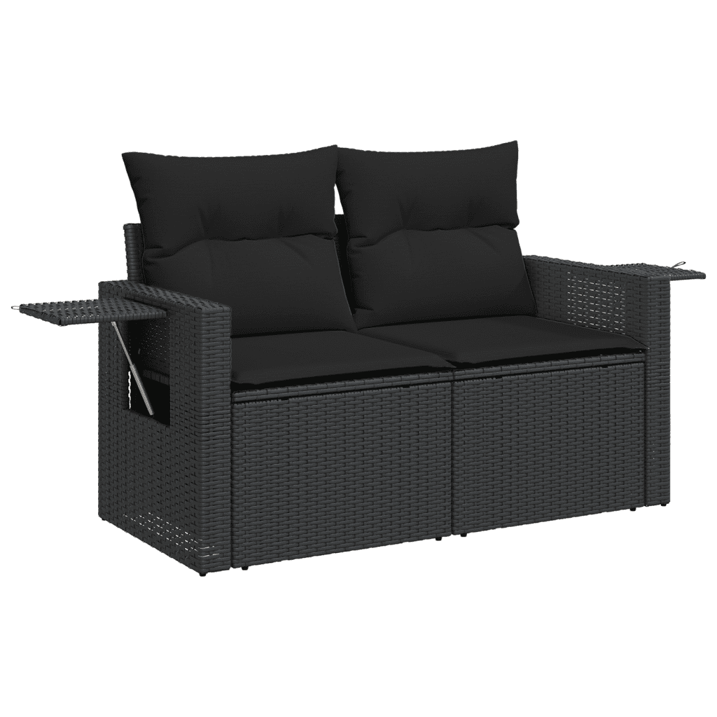 vidaXL Salon de jardin 6 pcs avec coussins noir résine tressée