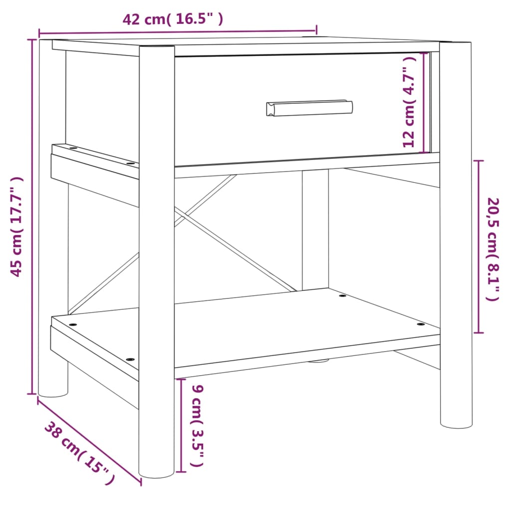 vidaXL Tables de chevet 2 pcs Noir 42x38x45 cm Bois d’ingénierie