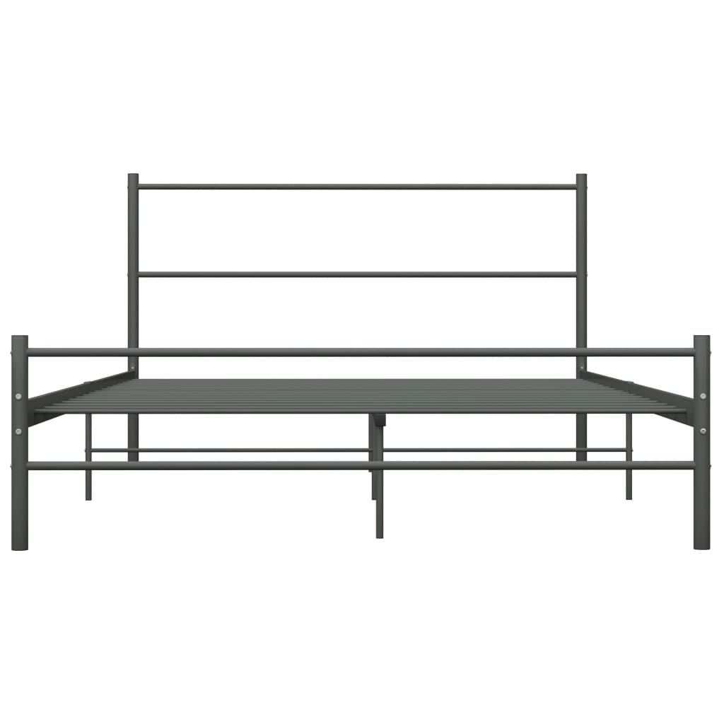 vidaXL Cadre de lit avec tête de lit sans matelas gris 160x200cm métal