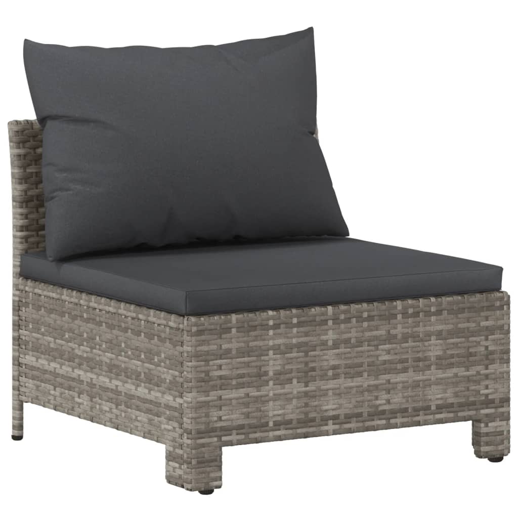 vidaXL Salon de jardin 7 pcs avec coussins Gris Résine tressée