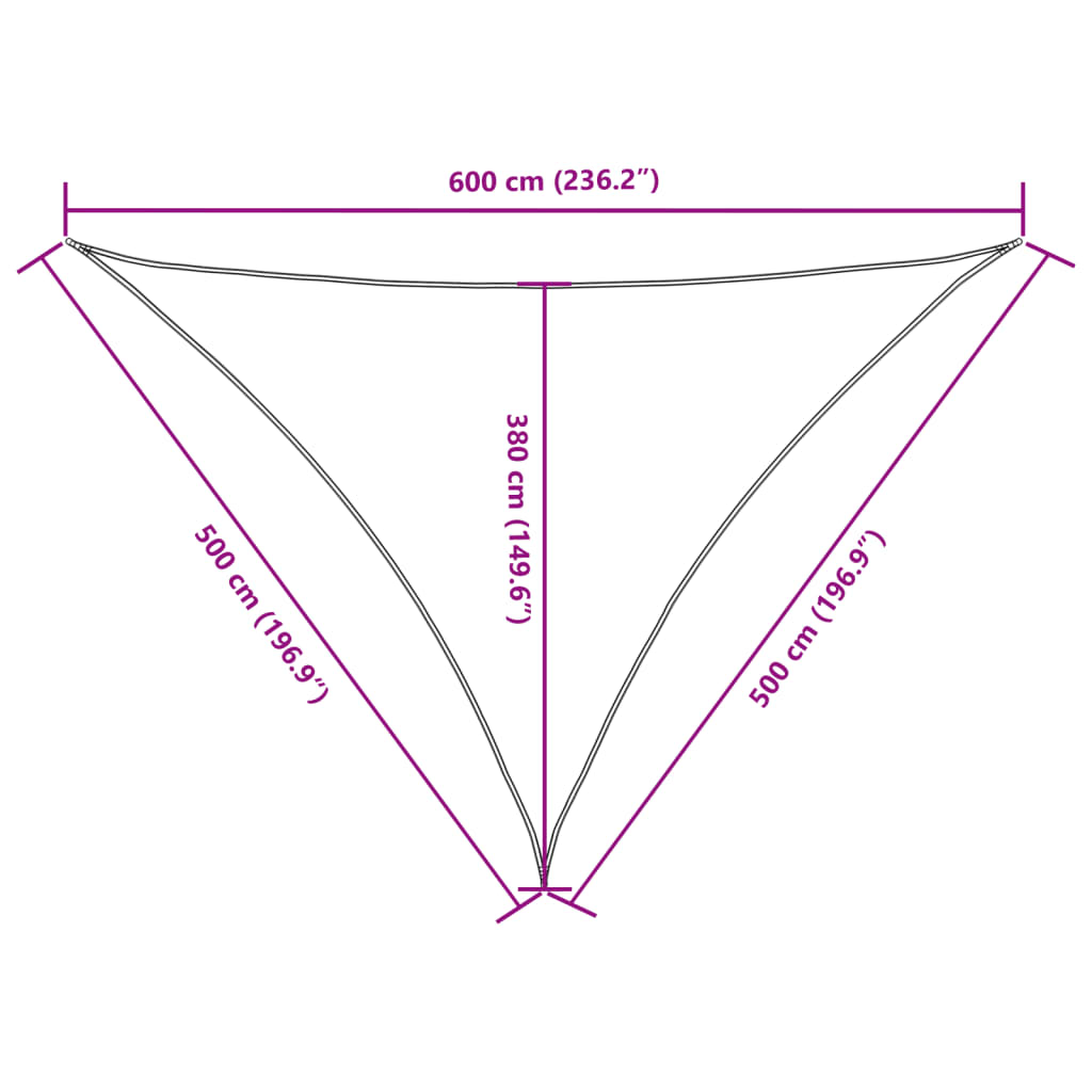 vidaXL Voile de parasol tissu oxford triangulaire 5x5x6 m crème